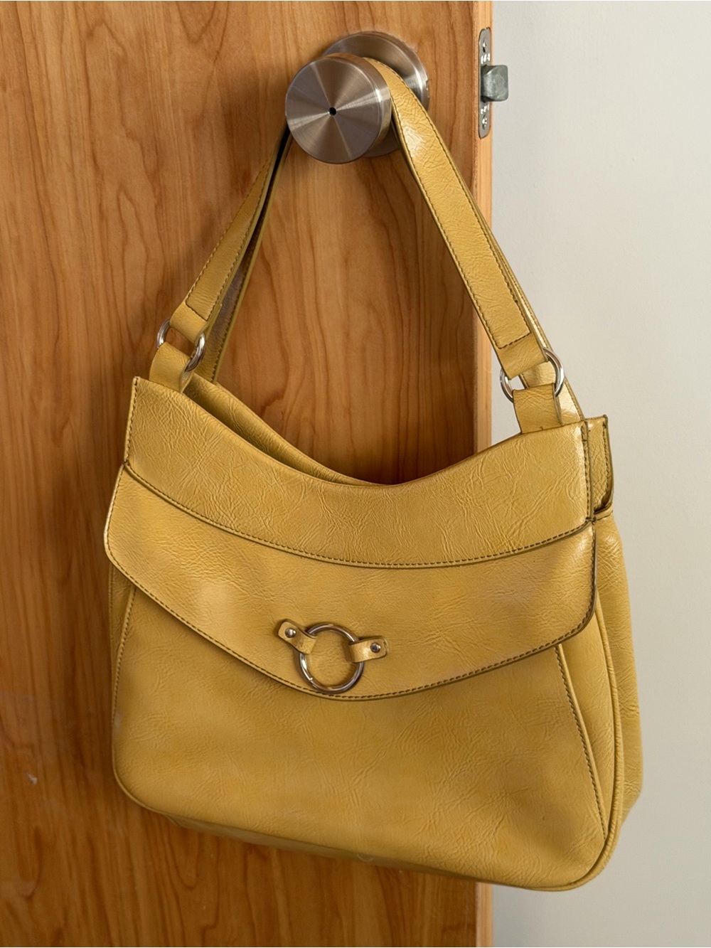 Nine & Co. Mustard Yellow Shoulder Bag with Ring Accent